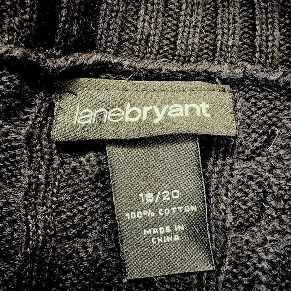 Lane Bryant Long Sleeves V Neck Cable Open Knit Tunic Sweater Size 18/20 Black - Picture 16 of 16